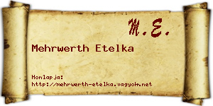 Mehrwerth Etelka névjegykártya